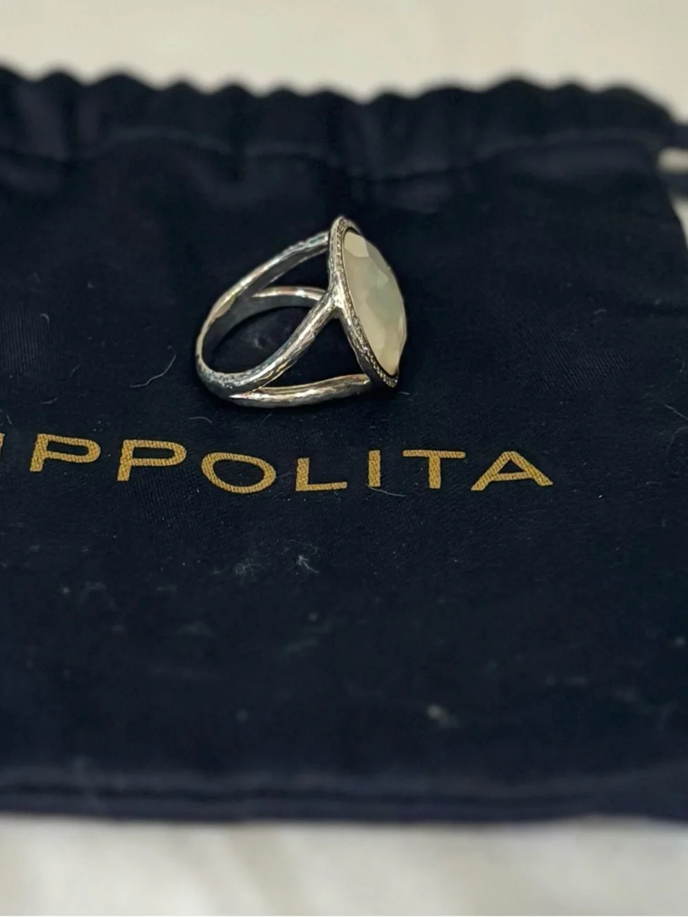 Ippolita Lollipop Mother of Pearl/Quartz Doublet Ring W/Pavé Diamond Bezel 8.5 - Picture 7 of 9